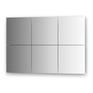 Зеркальная плитка с фацетом 10 мм, комплект 6 шт квадрат 25 х 25 см, серебро Evoform