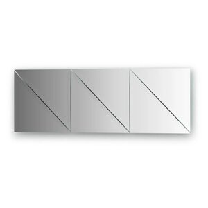 Зеркальная плитка с фацетом 15 мм, комплект 6 шт треугольник 25 х 25 см, серебро Evoform