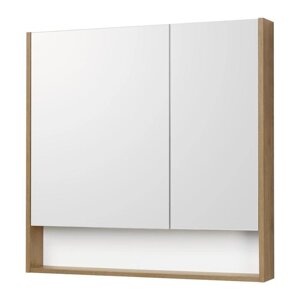Зеркальный шкаф Aquaton "Сканди 90", цвет белый, дуб рустикальный