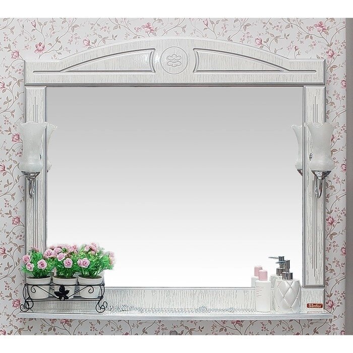 Зеркало Адель 100 белый/патина серебро от компании Интернет-гипермаркет «MALL24» - фото 1