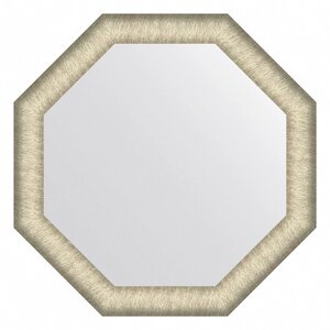 Зеркало Evoform в багетной раме, 59 мм, 60х60 см, цвет брашированное серебро