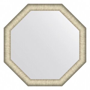 Зеркало Evoform в багетной раме, 59 мм, 70х70 см, цвет брашированное серебро