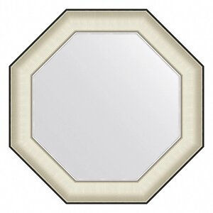 Зеркало Evoform в багетной раме, 78 мм, 59х59 см, цвет белая кожа с хромом