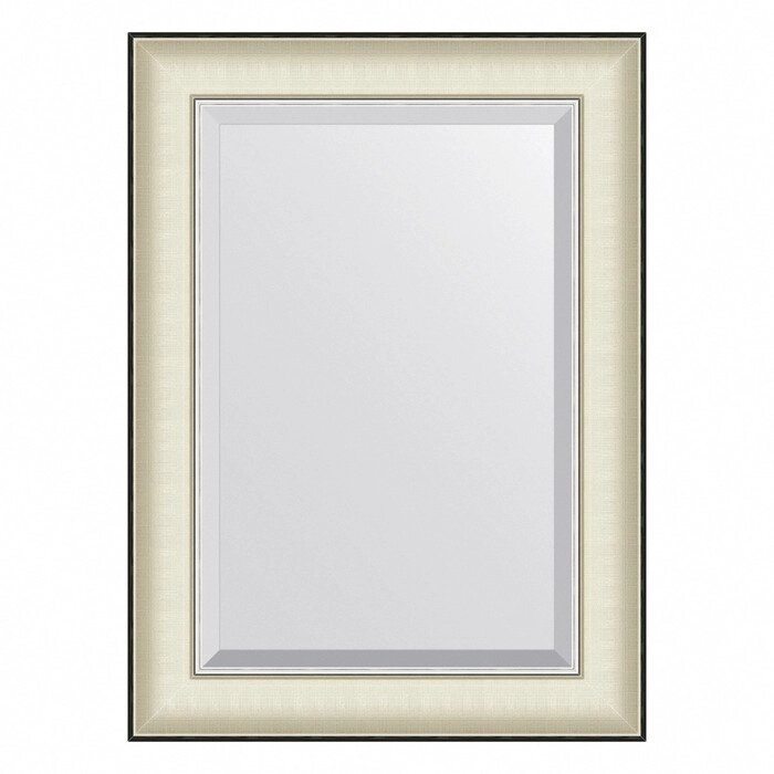 Зеркало Evoform в багетной раме, с фацетом, 78 мм, 54х74 см, цвет белая кожа с хромом от компании Интернет-гипермаркет «MALL24» - фото 1
