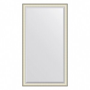 Зеркало Evoform в багетной раме, с фацетом, напольное, 78 мм, 109х200 см, цвет белая кожа с хромом