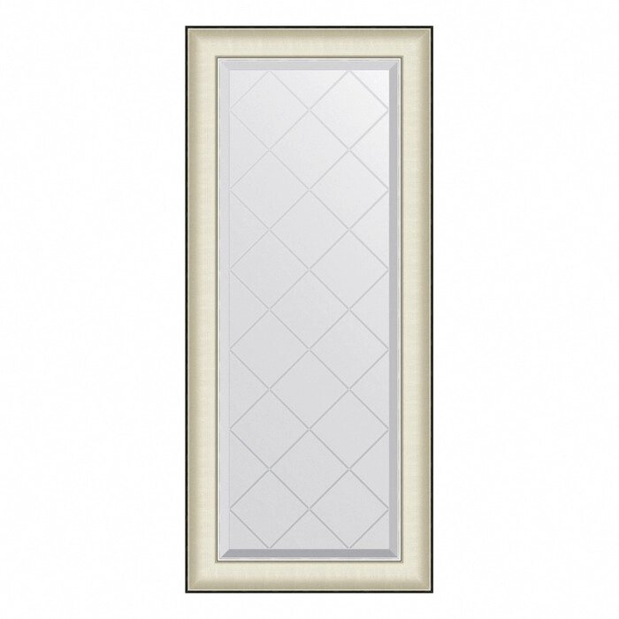 Зеркало Evoform в багетной раме, с гравировкой, 78 мм, 54х124 см, цвет белая кожа с хромом от компании Интернет-гипермаркет «MALL24» - фото 1