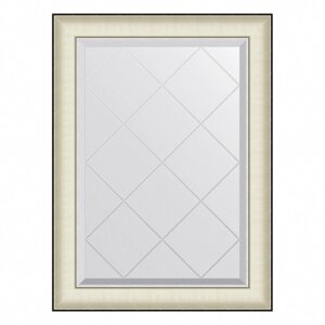 Зеркало Evoform в багетной раме, с гравировкой, 78 мм, 64х87 см, цвет белая кожа с хромом