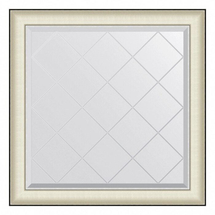 Зеркало Evoform в багетной раме, с гравировкой, 78 мм, 84х84 см, цвет белая кожа с хромом от компании Интернет-гипермаркет «MALL24» - фото 1