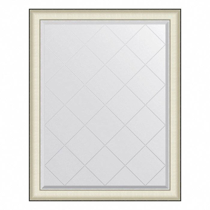 Зеркало Evoform в багетной раме, с гравировкой, 78 мм, 94х119 см, цвет белая кожа с хромом от компании Интернет-гипермаркет «MALL24» - фото 1