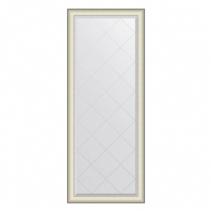 Зеркало Evoform в багетной раме, с гравировкой, напольное, 78 мм, 79х200 см, цвет белая кожа с хромо от компании Интернет-гипермаркет «MALL24» - фото 1