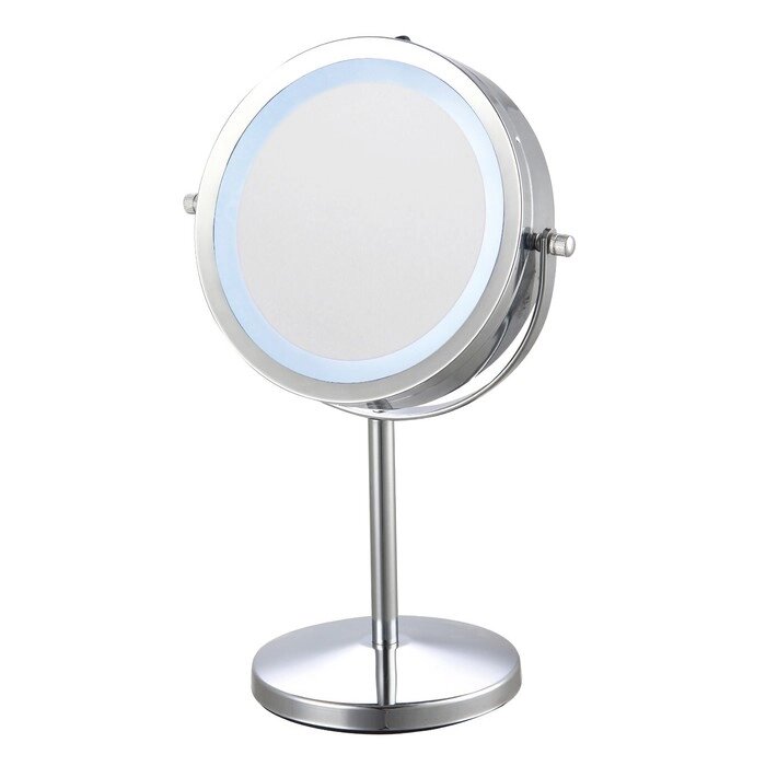 Зеркало косметическое настольное UniStor AURA, двухстороннее, d=17см, с LED подсветкой от компании Интернет-гипермаркет «MALL24» - фото 1