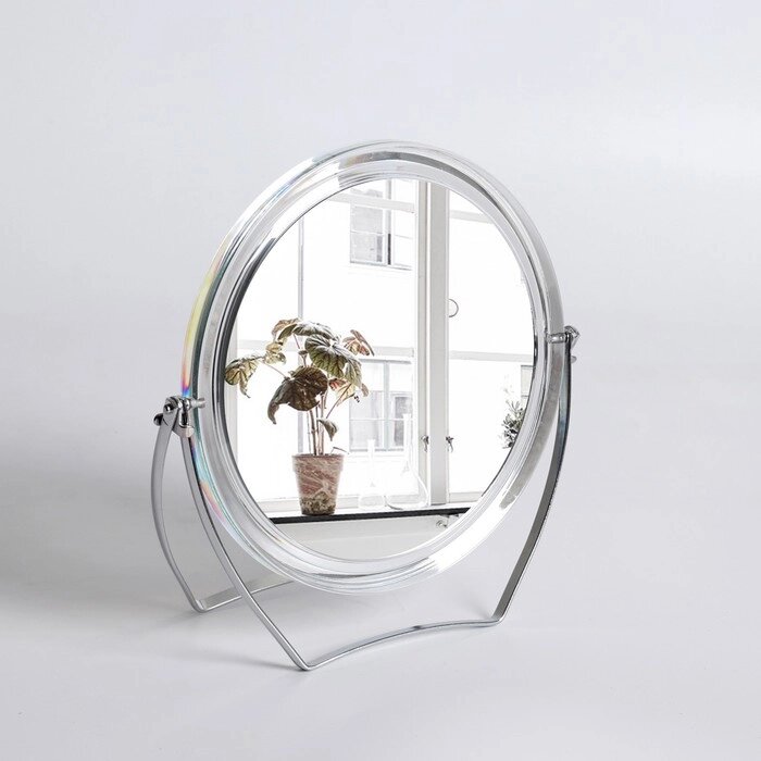 Зеркало настольное, на подставке, двустороннее, с увеличением, d зеркальной поверхности 12,5 см, цвет прозрачный от компании Интернет-гипермаркет «MALL24» - фото 1
