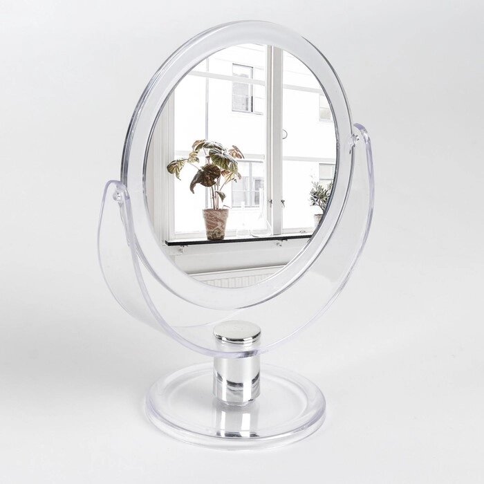 Зеркало настольное "Палитра", двустороннее, с увеличением, d зеркальной поверхности — 10,5 см, цвет прозрачный от компании Интернет-гипермаркет «MALL24» - фото 1