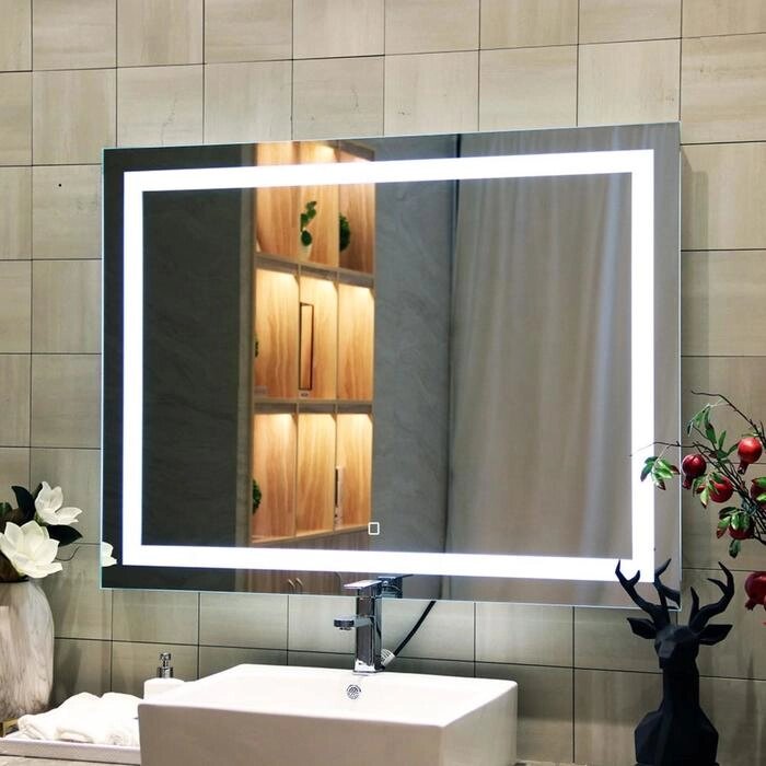 Зеркало с LED подсветкой "Адель" 800х600 мм, сенсорный выключатель, диммер от компании Интернет-гипермаркет «MALL24» - фото 1
