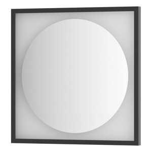 Зеркало в багетной раме с LED-подсветкой 12 Вт, 60x60 см, без выключателя, тёплый белый свет, чёрная