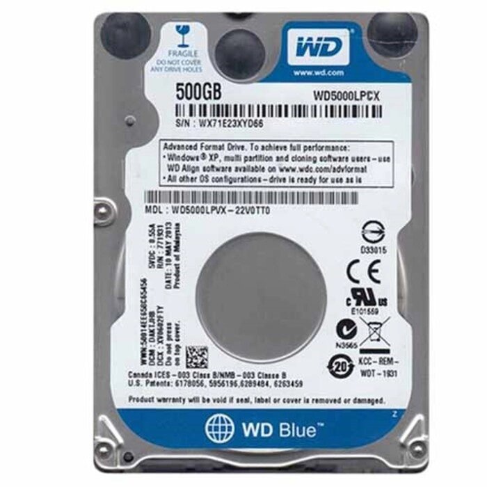 Жесткий диск WD SATA-III 500GB WD5000LPCX Blue (5400rpm) 16Mb 2.5" от компании Интернет-гипермаркет «MALL24» - фото 1