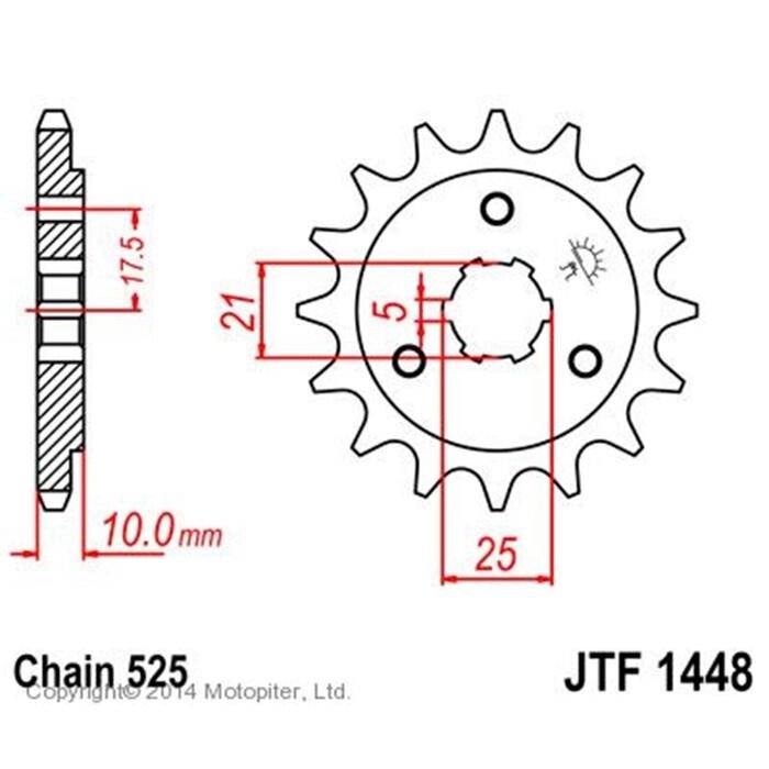 Звезда передняя ведущая для мотоцикла, стальная JTF1448 от компании Интернет-гипермаркет «MALL24» - фото 1