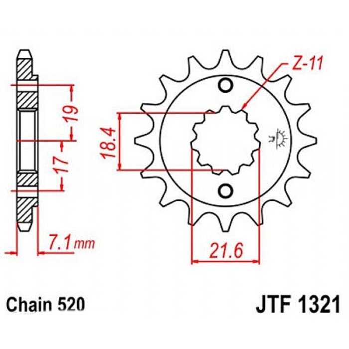 Звезда передняя, ведущая JTF1321, стальная от компании Интернет-гипермаркет «MALL24» - фото 1