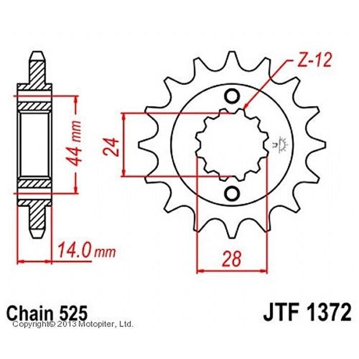 Звезда передняя, ведущая JTF1372, стальная от компании Интернет-гипермаркет «MALL24» - фото 1