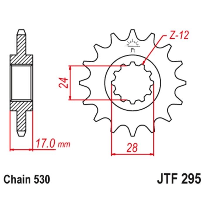 Звезда передняя, ведущая JTF295, стальная от компании Интернет-гипермаркет «MALL24» - фото 1