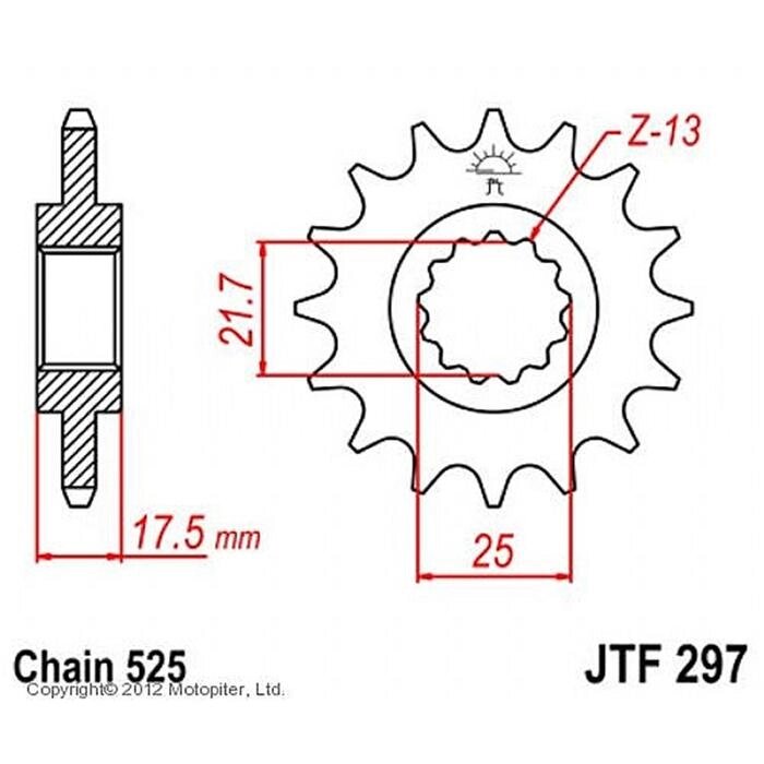 Звезда передняя, ведущая JTF297, стальная от компании Интернет-гипермаркет «MALL24» - фото 1