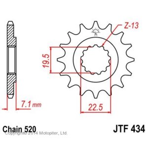 Звезда передняя (ведущая) JTF434 для мотоцикла, стальная