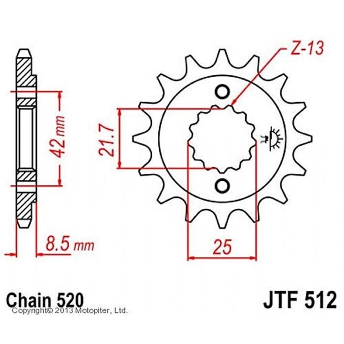 Звезда передняя, ведущая JTF512, стальная от компании Интернет-гипермаркет «MALL24» - фото 1