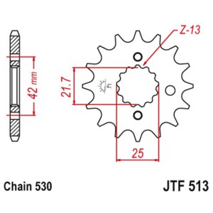 Звезда передняя (ведущая) JTF513 для мотоцикла, стальная