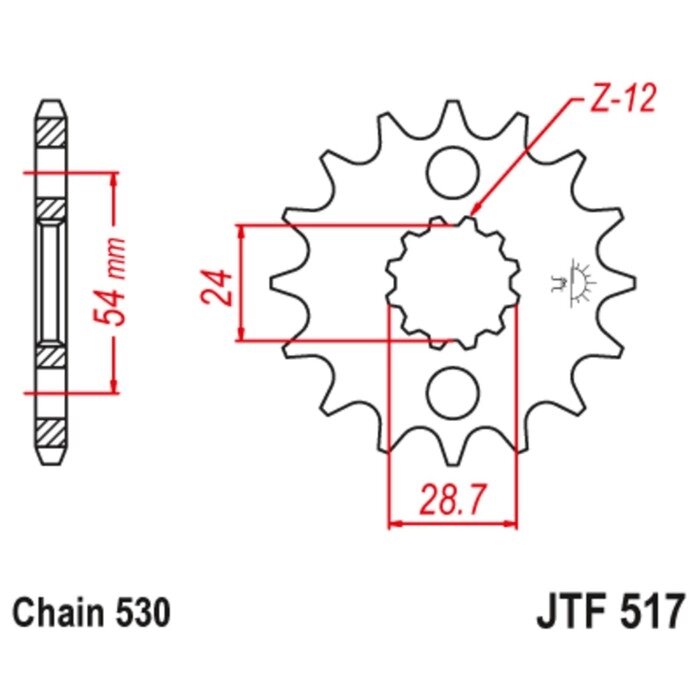 Звезда передняя, ведущая JTF517, стальная от компании Интернет-гипермаркет «MALL24» - фото 1