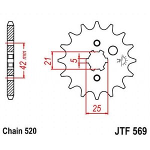 Звезда передняя, ведущая, JTF569 для мотоцикла, стальная