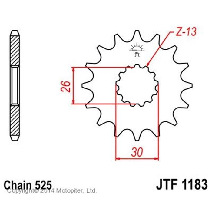 Звезда передняя, ведущая, стальная JTF1183 от компании Интернет-гипермаркет «MALL24» - фото 1