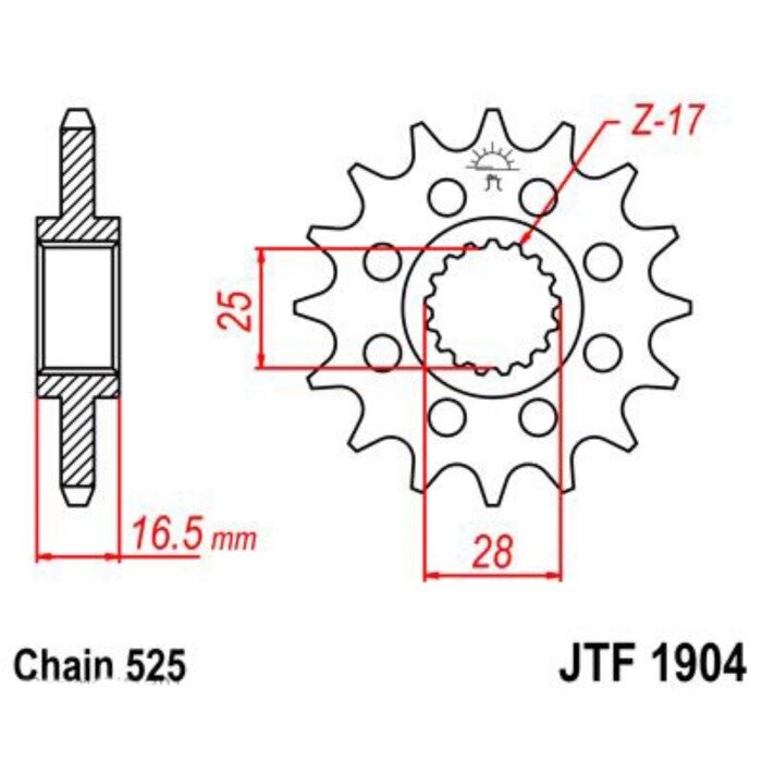 Звезда передняя, ведущая, стальная JTF1904 от компании Интернет-гипермаркет «MALL24» - фото 1