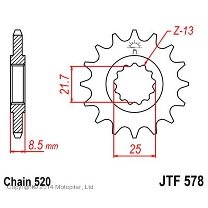 Звезда передняя, ведущая, стальная JTF578 от компании Интернет-гипермаркет «MALL24» - фото 1