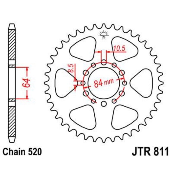 Звезда ведомая JT sprockets 811.45 от компании Интернет-гипермаркет «MALL24» - фото 1