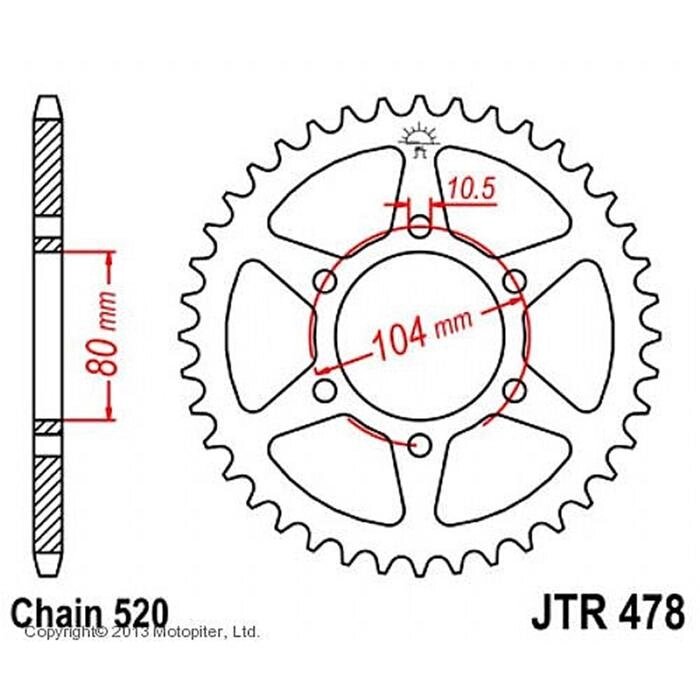 Звезда ведомая, JT sprockets R478-42 от компании Интернет-гипермаркет «MALL24» - фото 1