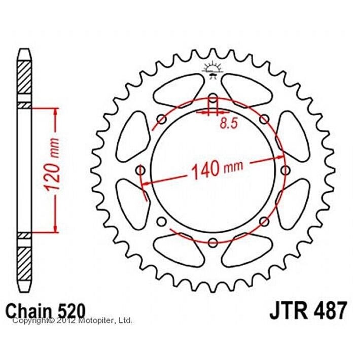 Звезда ведомая, JT sprockets R487-43 от компании Интернет-гипермаркет «MALL24» - фото 1