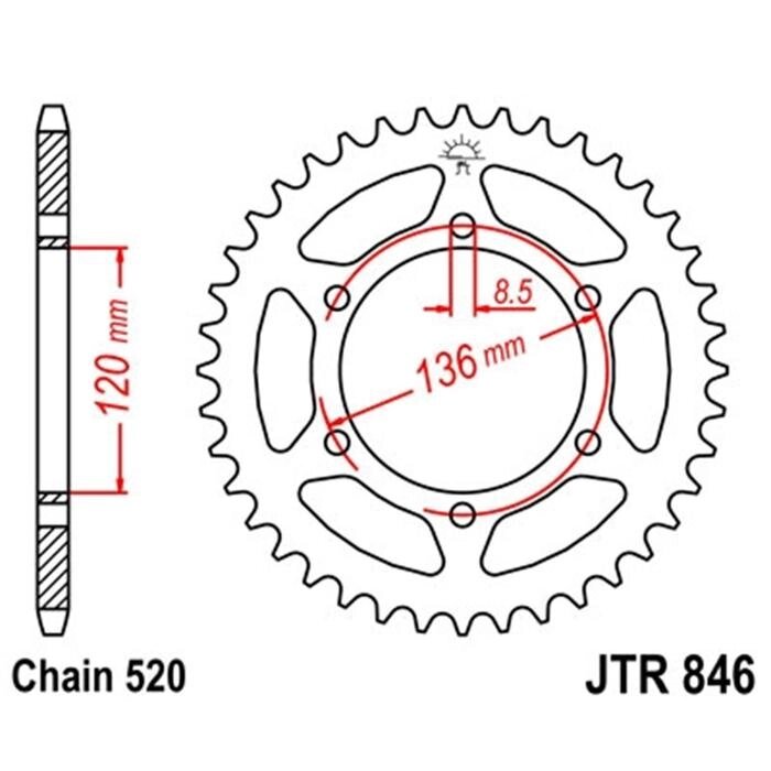 Звезда ведомая, JT sprockets R846-43 от компании Интернет-гипермаркет «MALL24» - фото 1