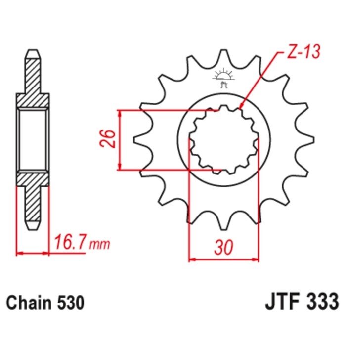 Звезда ведущая JT sprockets 333.16RB от компании Интернет-гипермаркет «MALL24» - фото 1