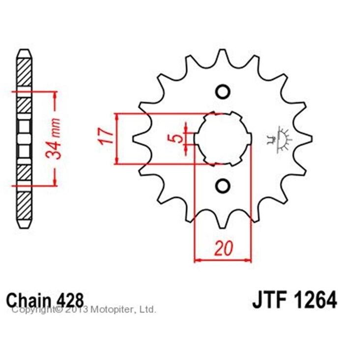 Звезда ведущая JT sprockets JTF1264-15 от компании Интернет-гипермаркет «MALL24» - фото 1