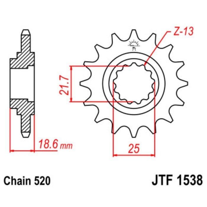 Звезда ведущая JTF1538-14, F1538-14, JT sprockets от компании Интернет-гипермаркет «MALL24» - фото 1