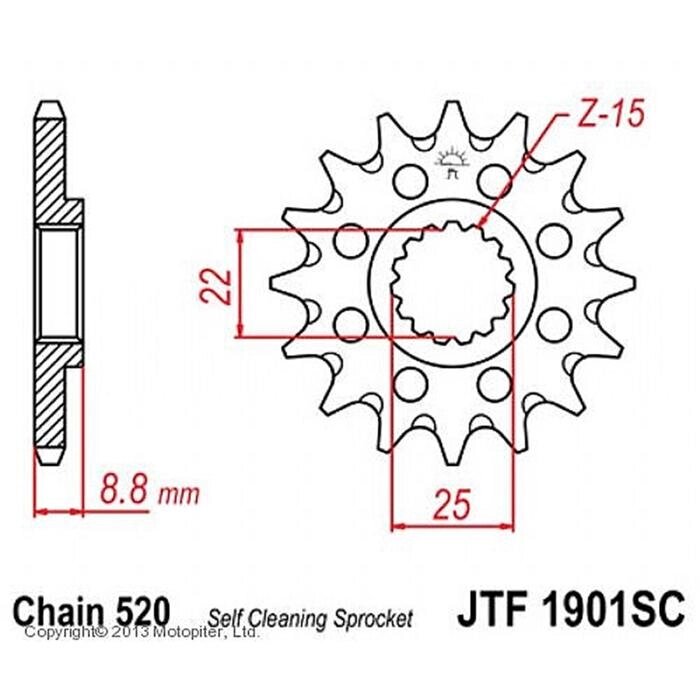 Звезда ведущая JTF1901-15SC, F1901-15SC, JT sprockets от компании Интернет-гипермаркет «MALL24» - фото 1