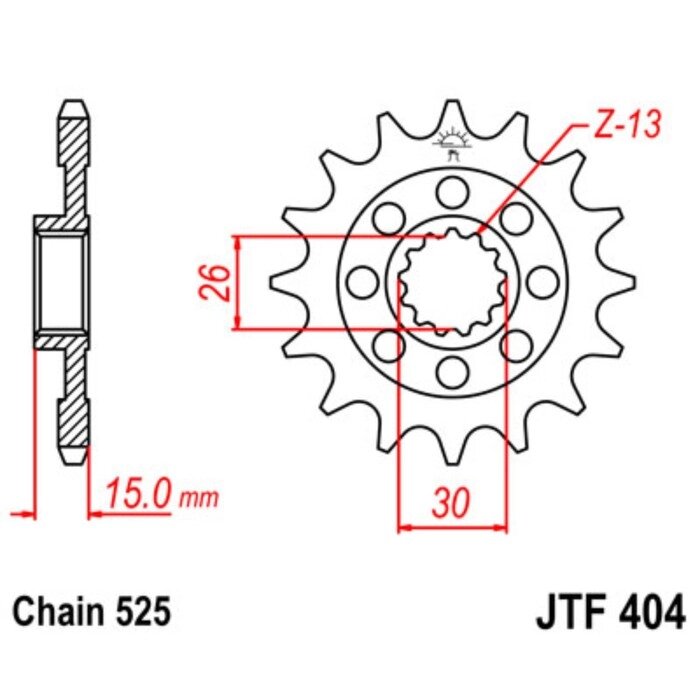 Звезда ведущая JTF404-17, F404-17, JT sprockets от компании Интернет-гипермаркет «MALL24» - фото 1