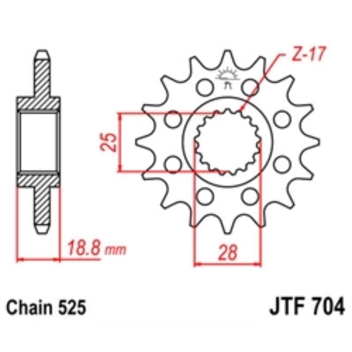 Звезда ведущая JTF704-16, F704-16, JT sprockets от компании Интернет-гипермаркет «MALL24» - фото 1