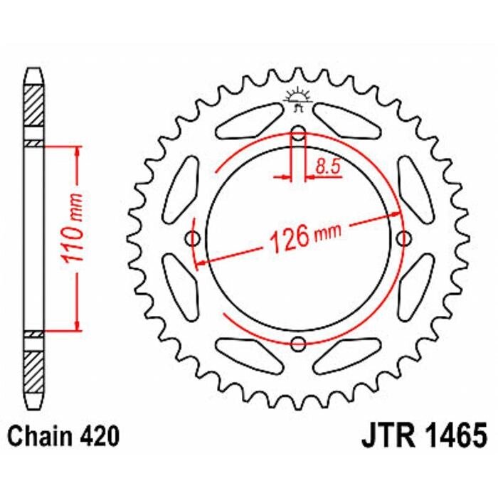 Звезда задняя ведомая для мотоцикла JTR1465 от компании Интернет-гипермаркет «MALL24» - фото 1