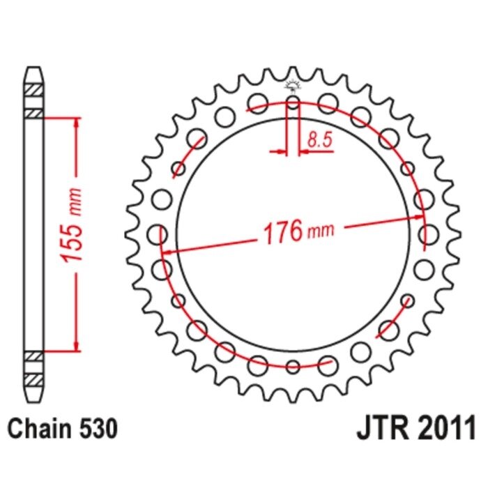 Звезда задняя ведомая для мотоцикла JTR2011 от компании Интернет-гипермаркет «MALL24» - фото 1