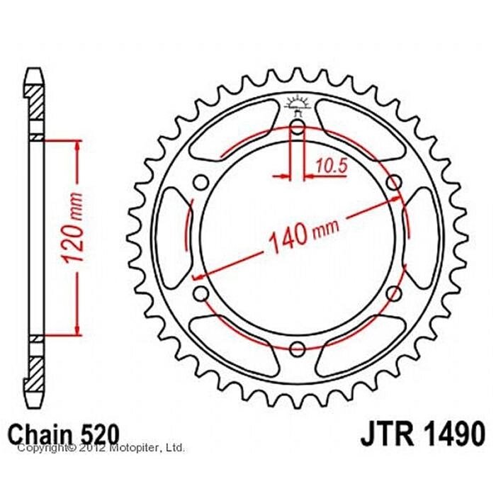 Звезда задняя, ведомая JTR1490 стальная от компании Интернет-гипермаркет «MALL24» - фото 1