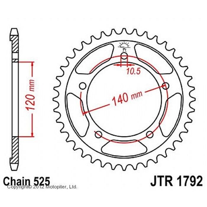 Звезда задняя, ведомая JTR1792 стальная от компании Интернет-гипермаркет «MALL24» - фото 1