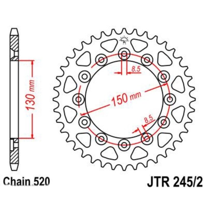 Звезда задняя, ведомая JTR245/2 стальная от компании Интернет-гипермаркет «MALL24» - фото 1