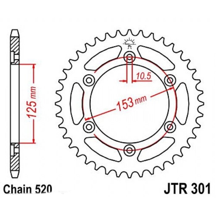 Звезда задняя, ведомая JTR301 стальная от компании Интернет-гипермаркет «MALL24» - фото 1