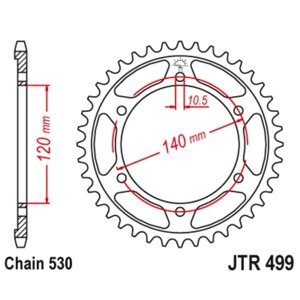 Звезда задняя ведомая JTR499 для мотоцикла стальная